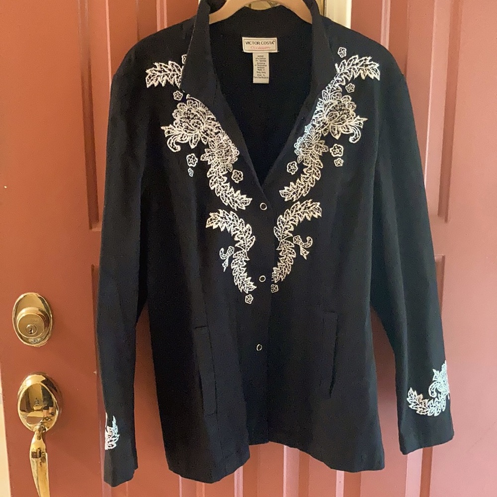 Beautiful black Jacket  or Shirt w/Embroidery